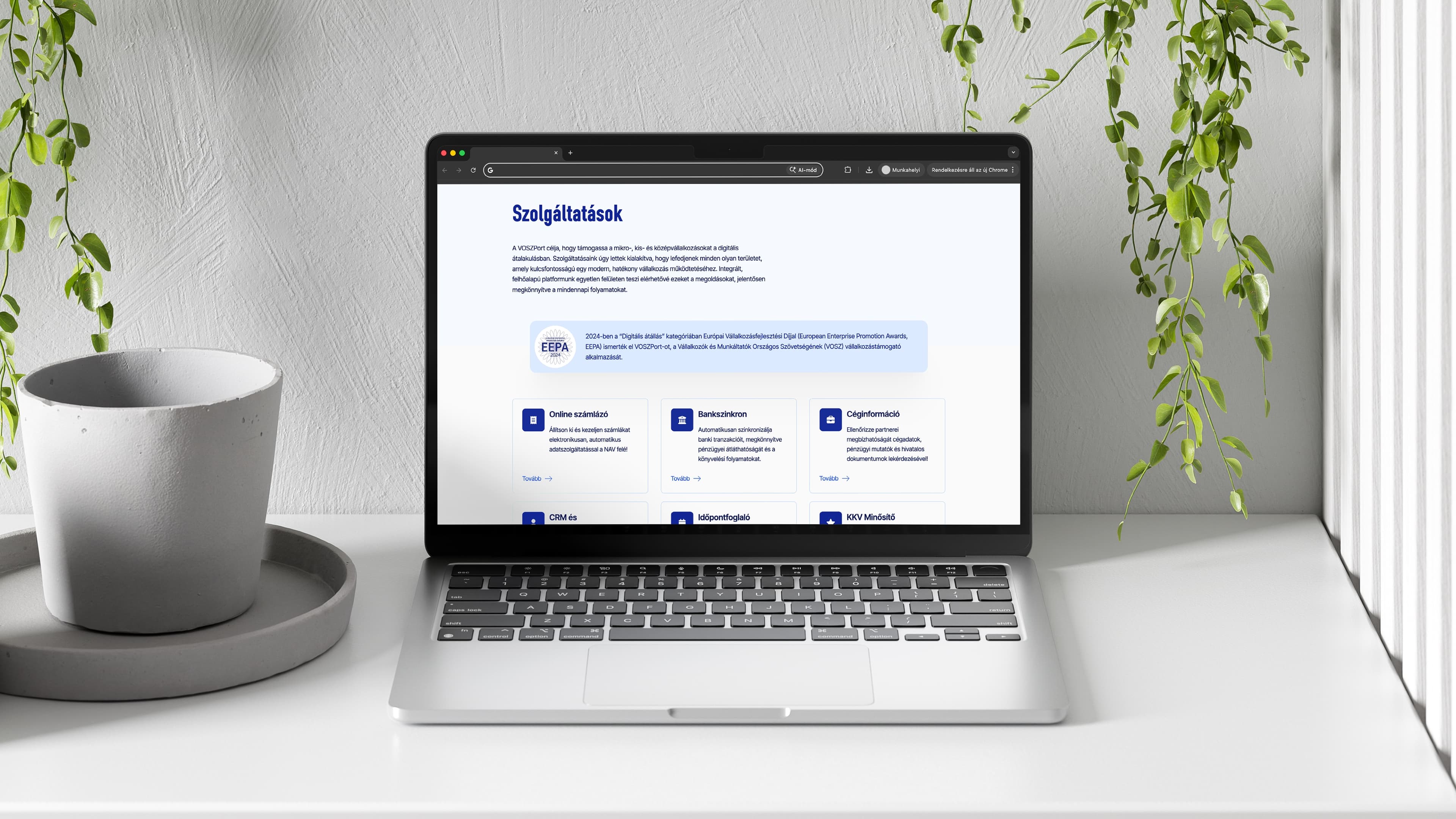 The VOSZPort website landing screen