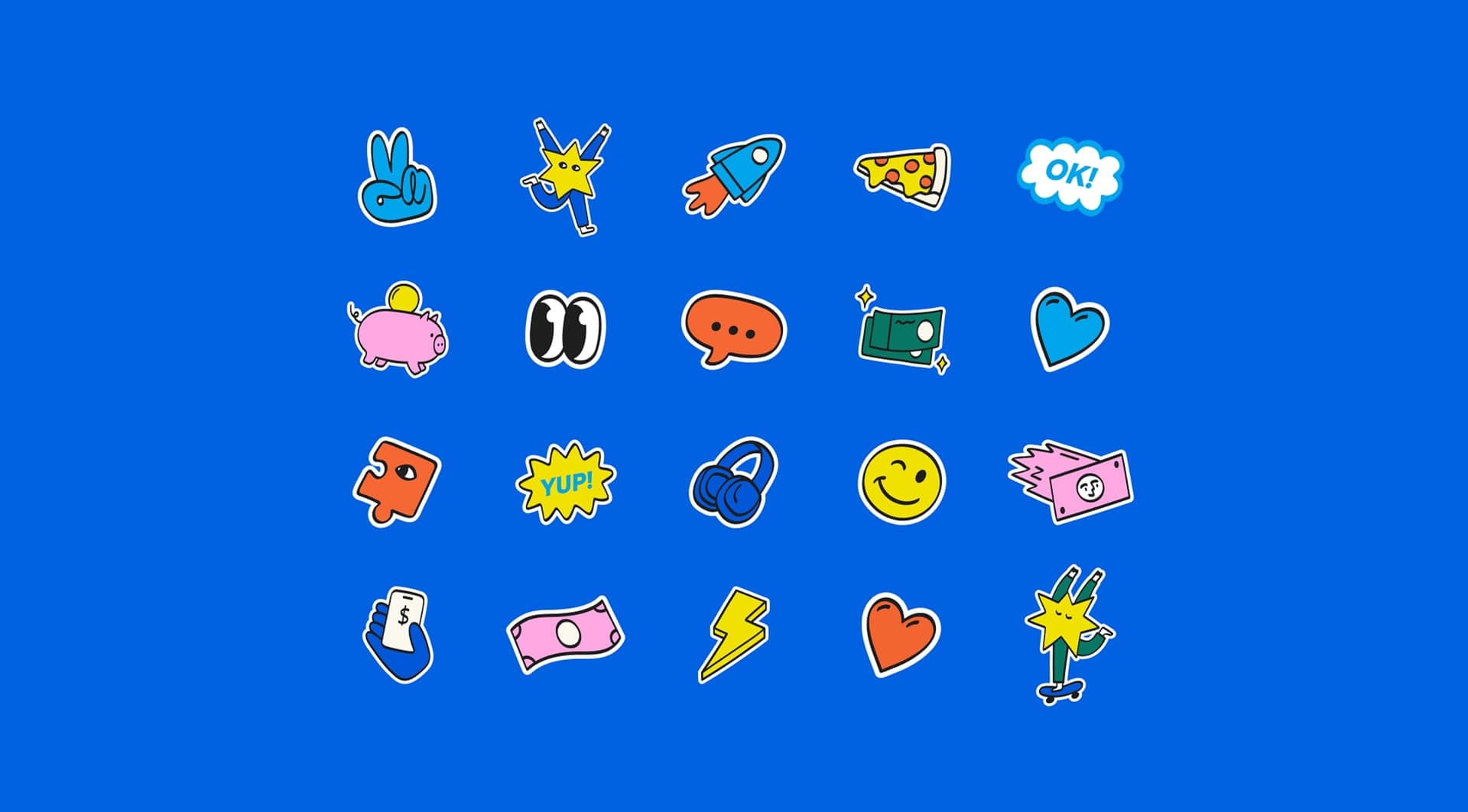 Hand-drawn Meló-Diák sticker set