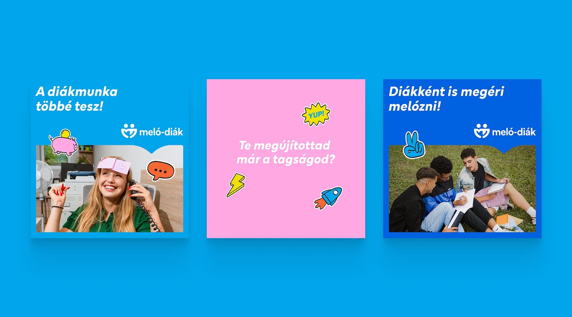 Meló-Diák social media posts in the new identity