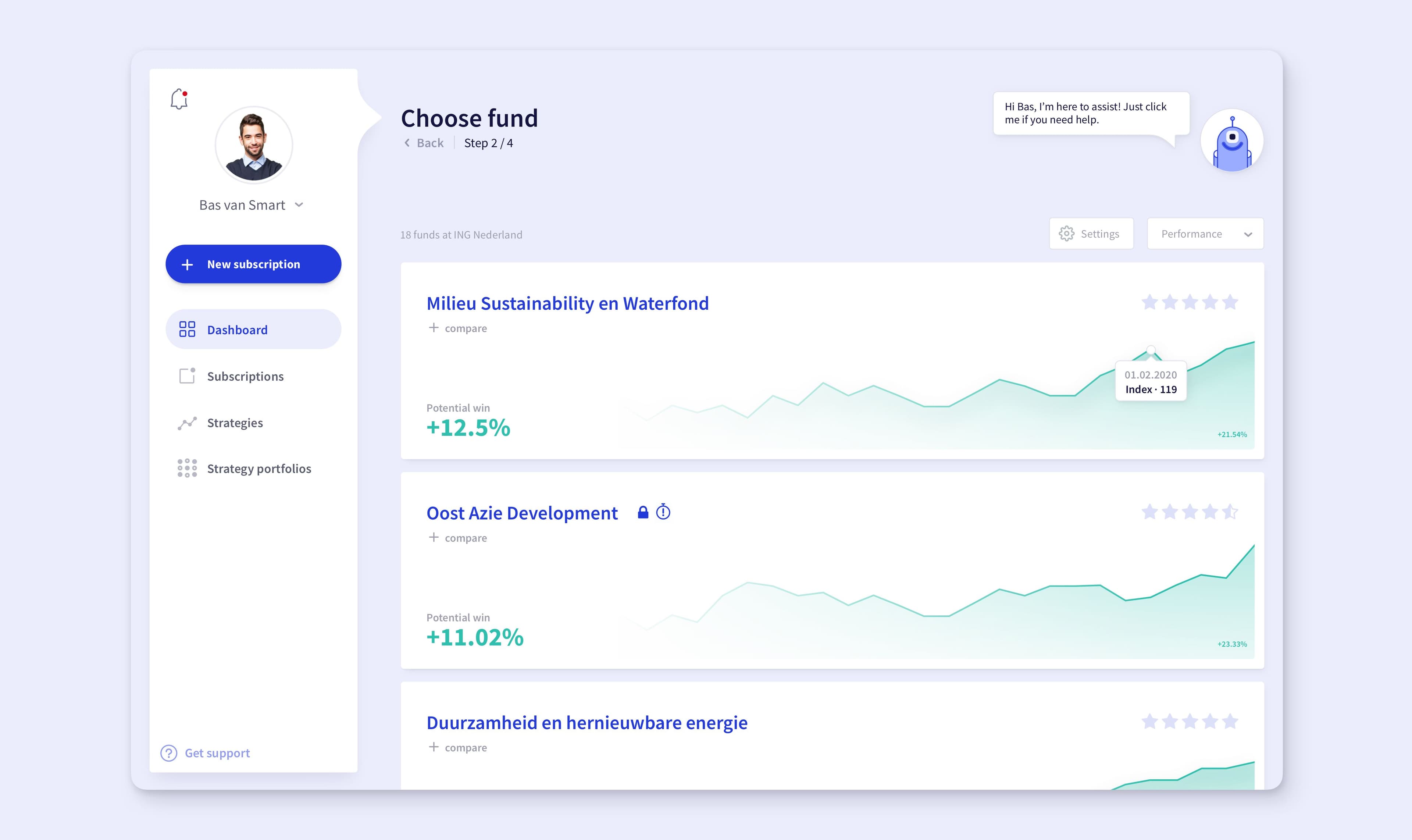 UI Design of an investment app with charts