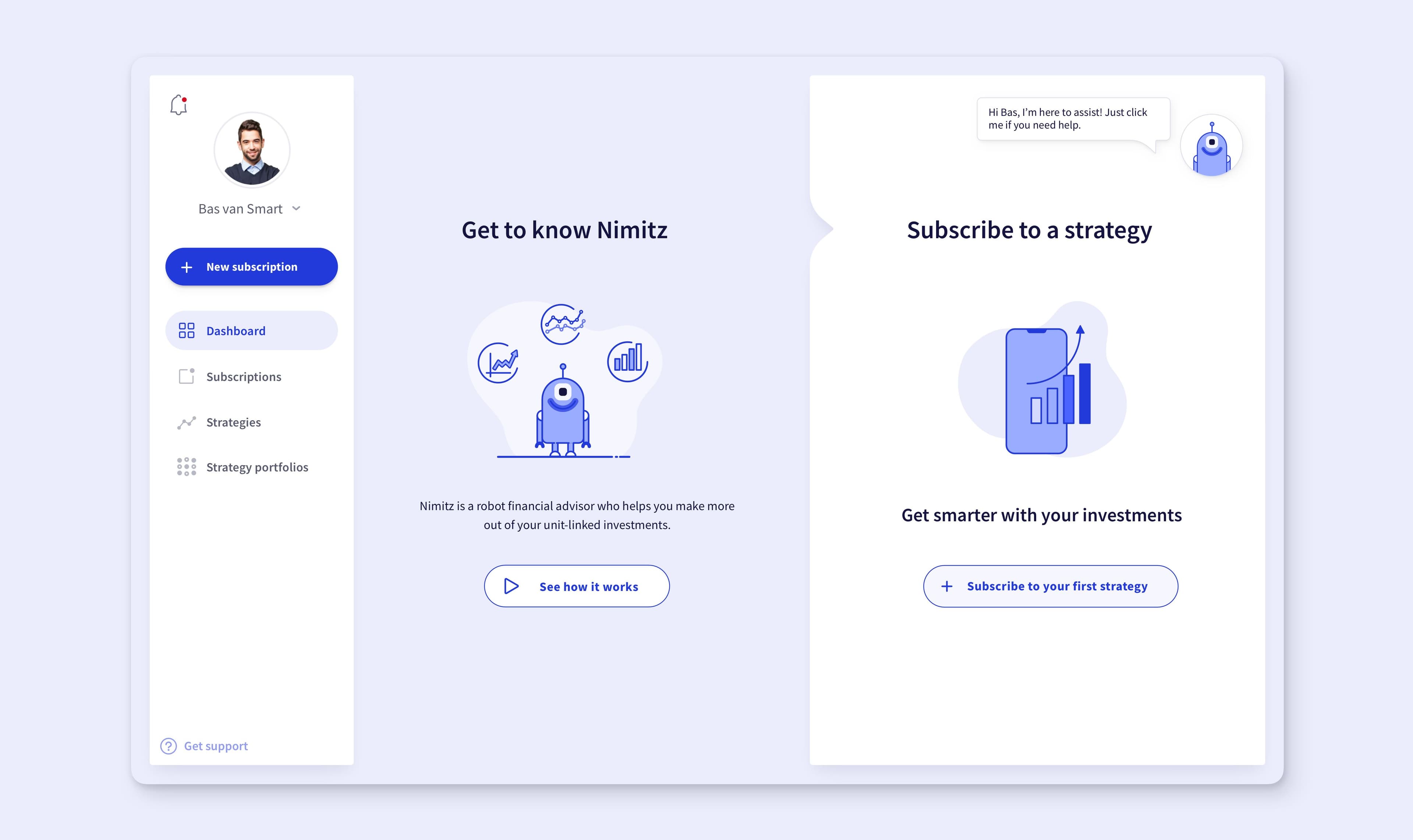 UI design of the Nimitz web app