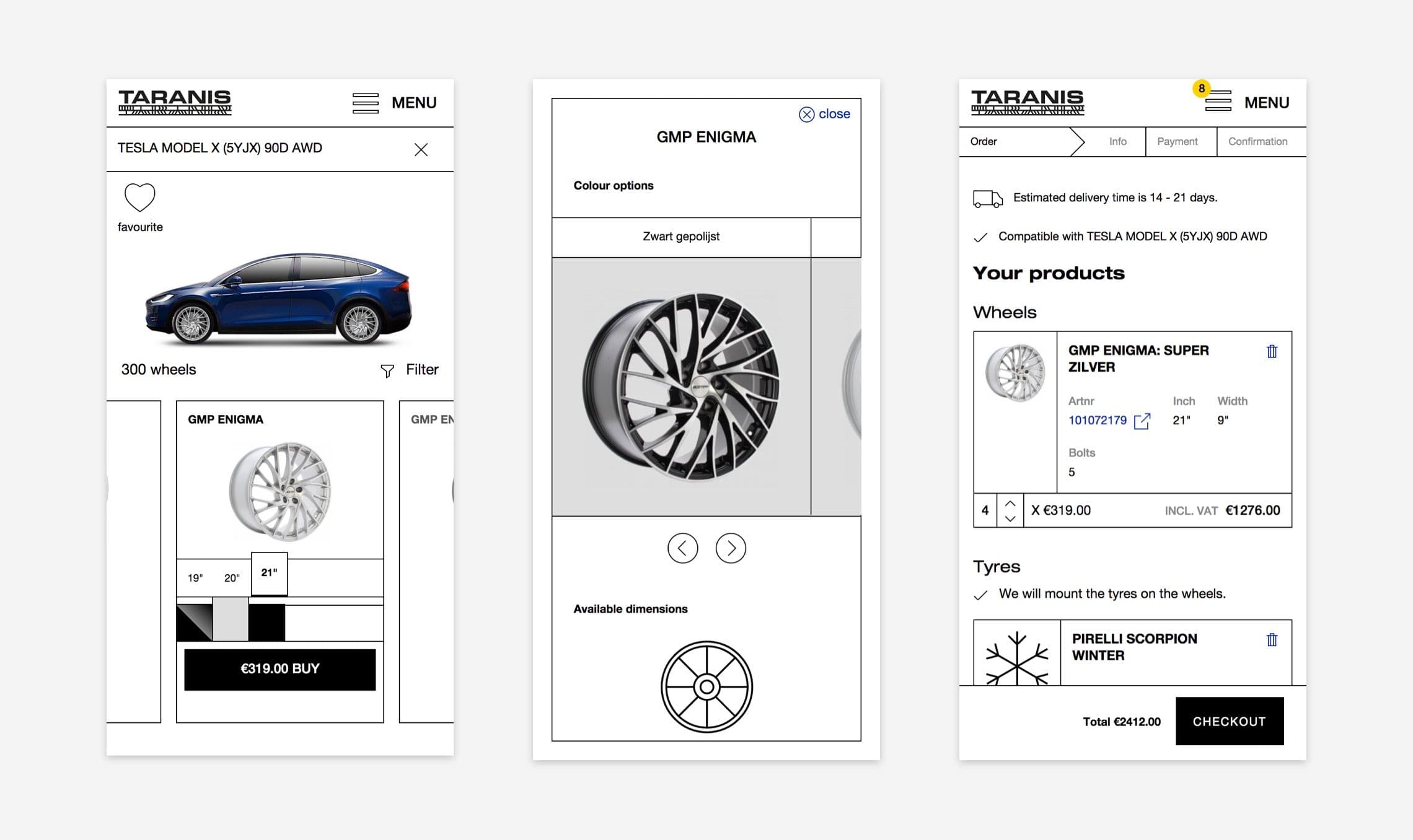 Mobile screen of a webshop in an iPhone mockup