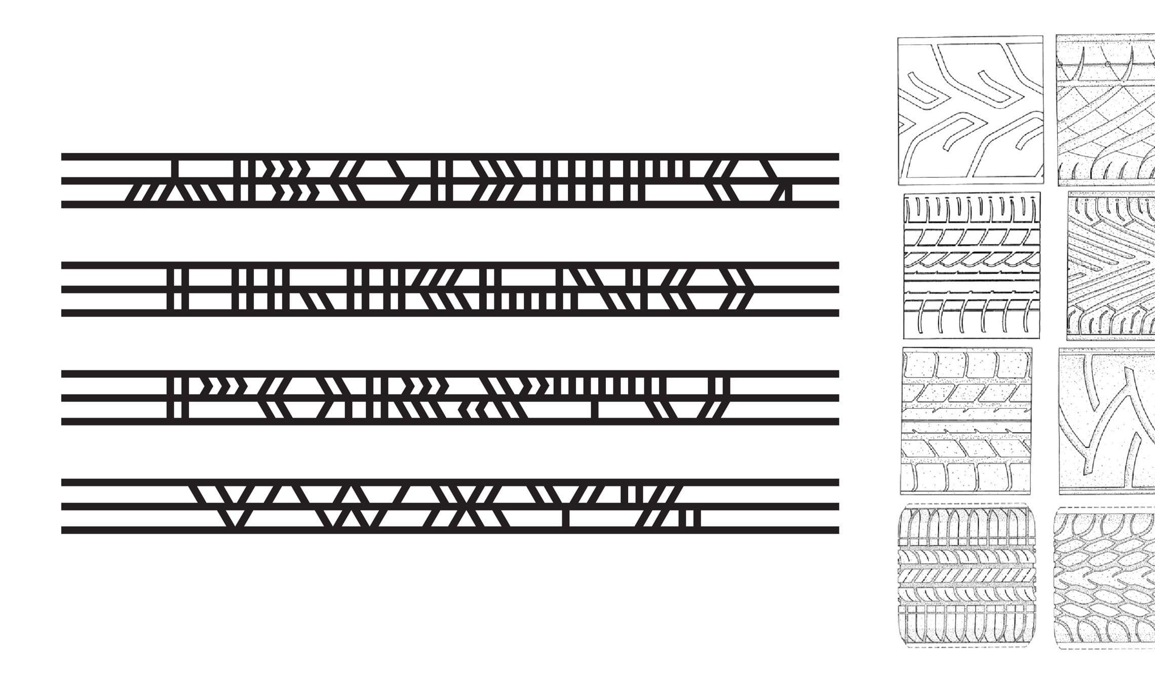 Typographical experiment with tyre marks