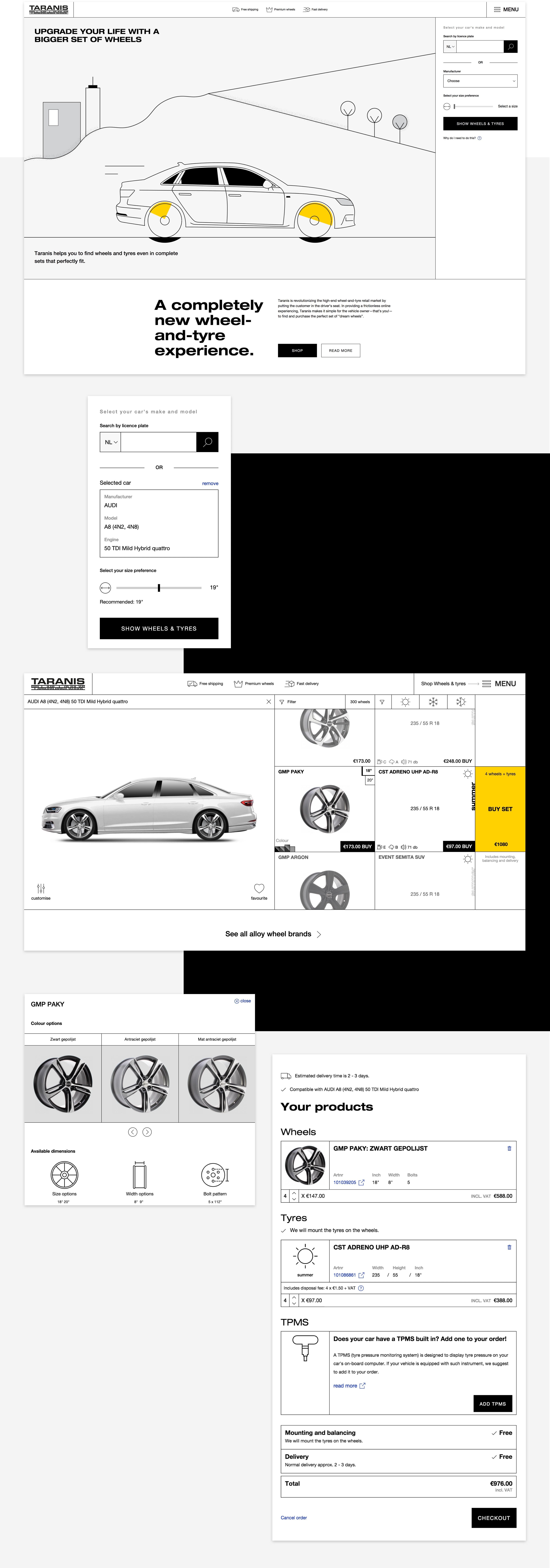 Webshop design screens displayed in a minimalist branding mockup