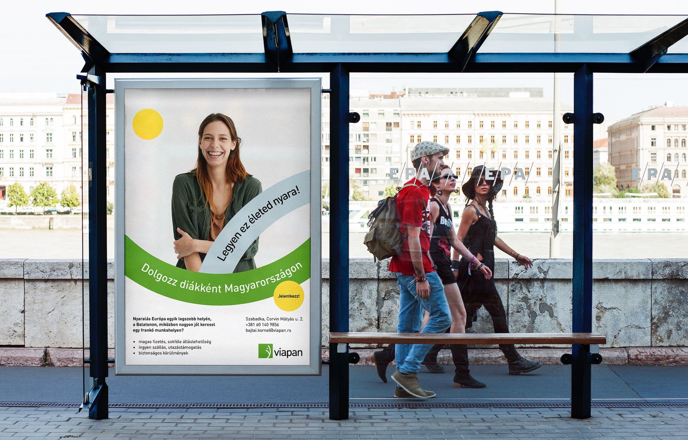 City light mockup with a Viapan poster in it