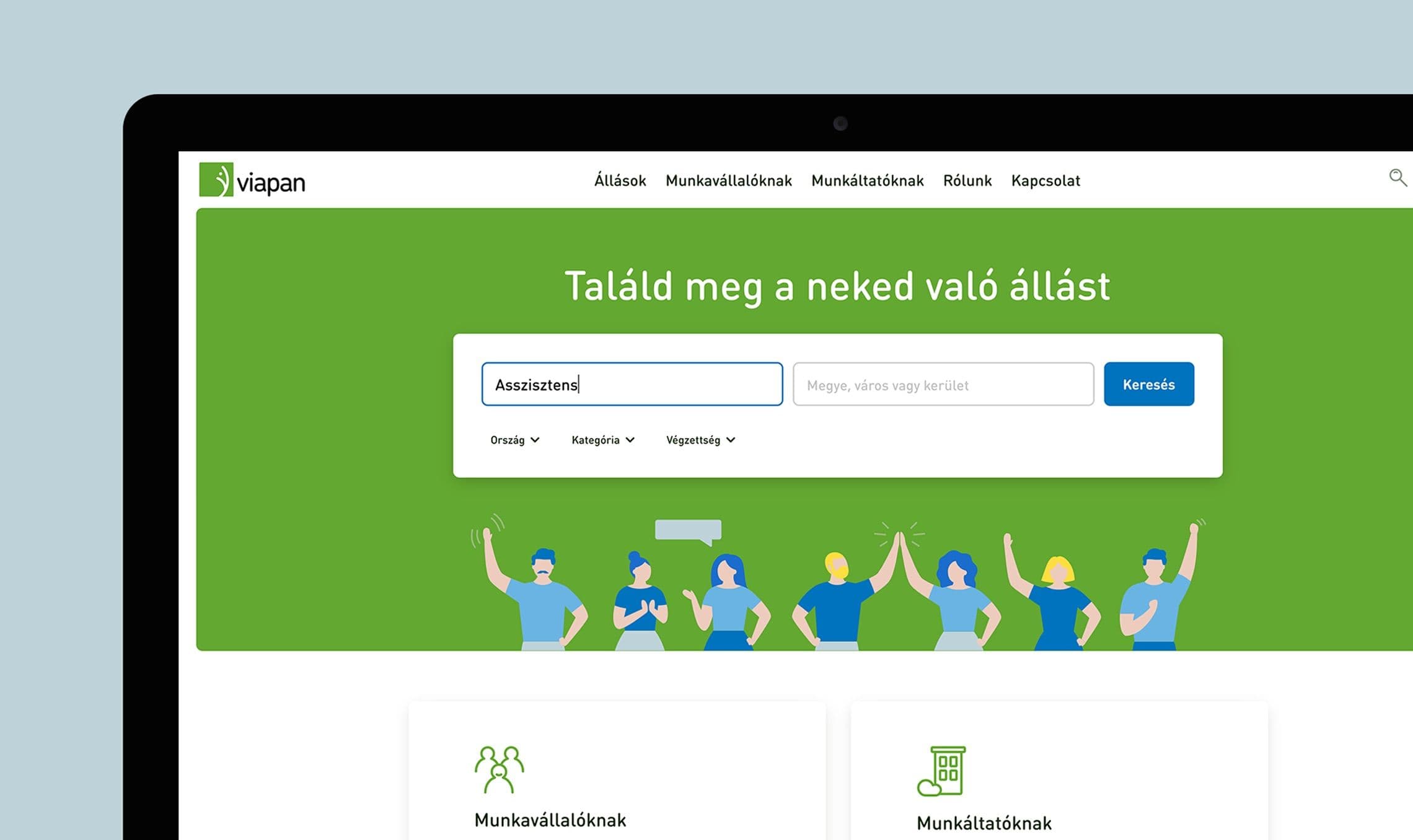 Mockup of the rebranded viapan.hu website